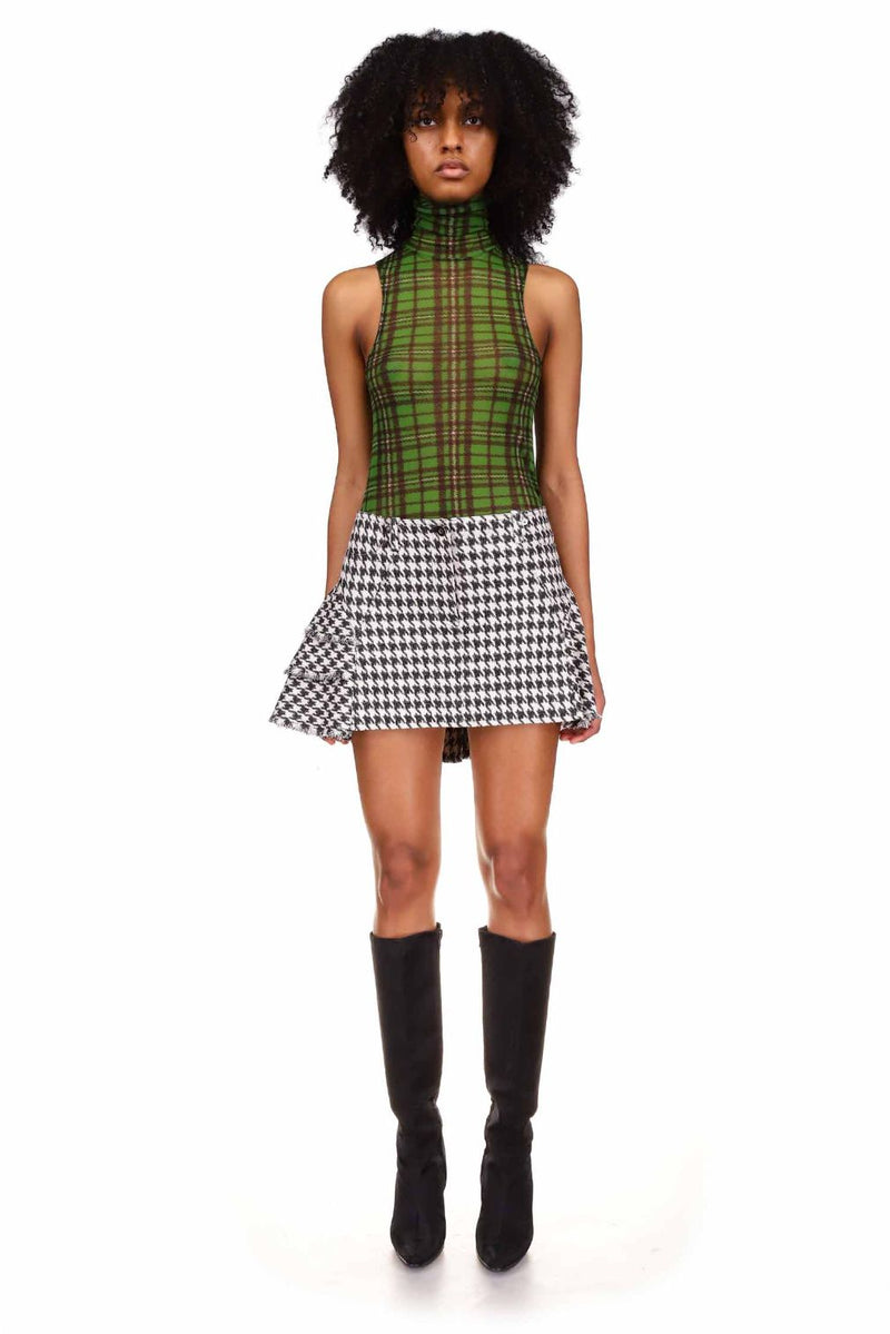 Monki polyester mini skirt in green check print - MGREEN - ShopStyle